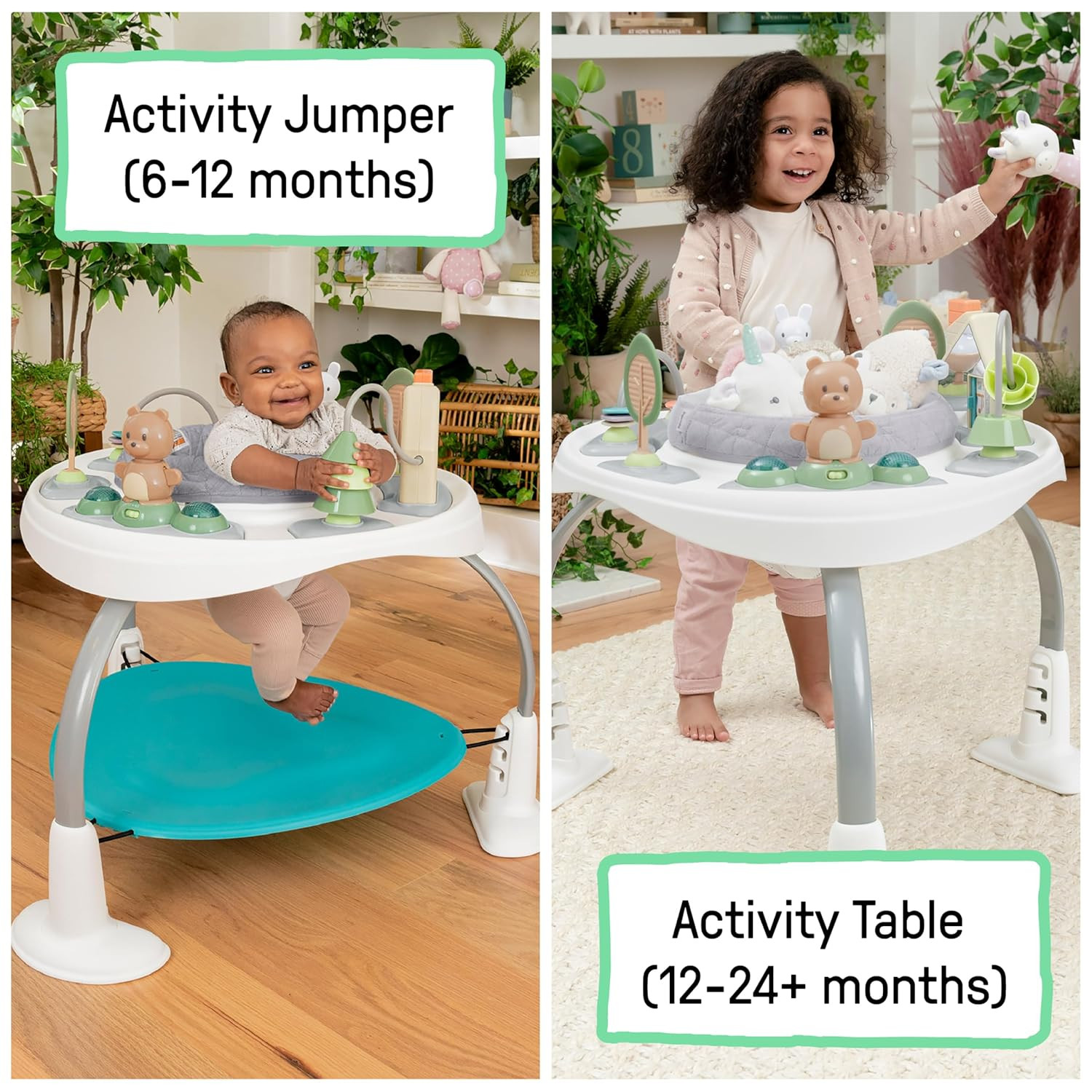 Spring & Sprout 2-In-1 Baby Activity Center Jumper and Table with Infant Toys - 