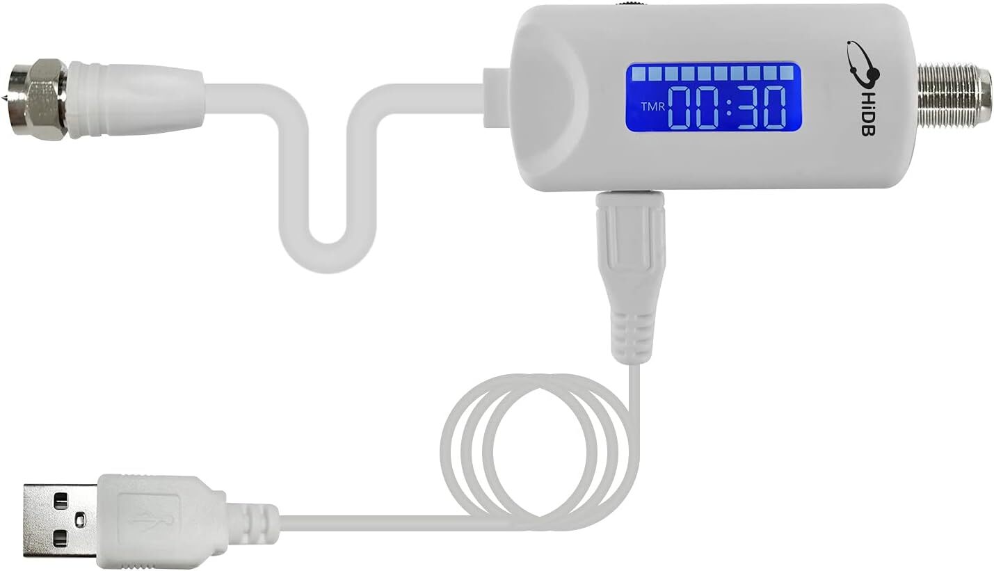 Hd Tv Antenna Amplifier With Adjustable Gain 4G Lte Filter And Time Display