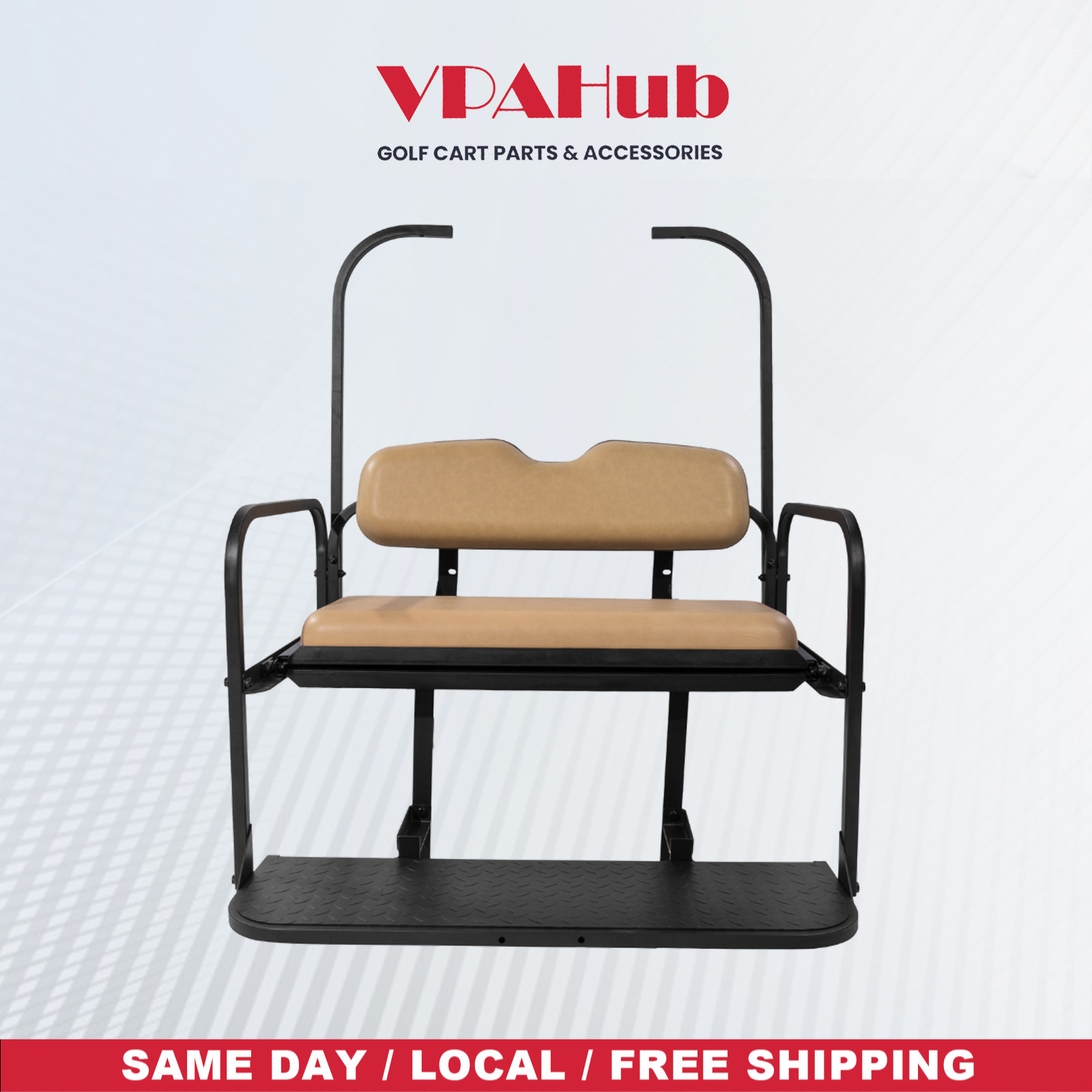 VPAHub EZGO TXT Golf Cart Flip Folding Rear Seat, Tan Cushio