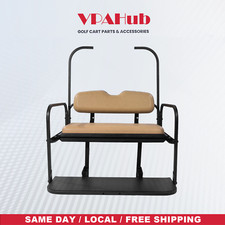 VPAHub EZGO TXT Golf Cart Flip Folding Rear Seat, Tan Cushions, Fit 1995+ Models