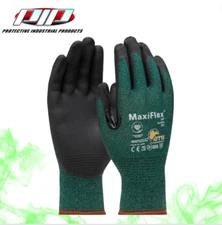 MaxiFlex 34-8743 Nitrile Cut Resistant Coated Work Gloves w/ Green Knit Shell