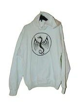Dragon Themed White Hoodie Sweatshirt Large New LARP
