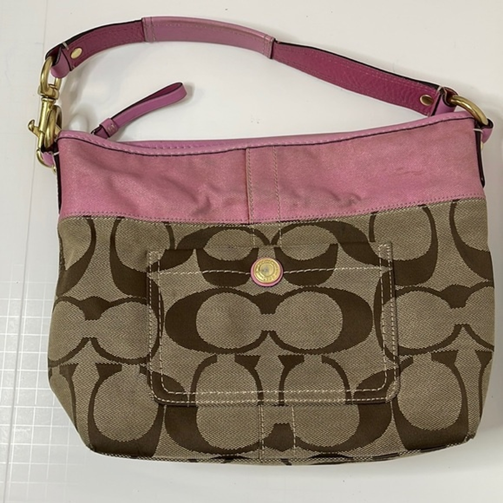 Y2K Coach Signature Shoulder Bag Satchel Purse One Si… Gem