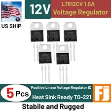 5PCS  L7812CV | 3 Pin Positive Voltage Regulator | 12V 1.5A TO-220 | US Ship