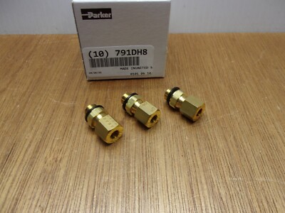 (Qty.3) Parker Brass Straight Connector 1/8'' BSPP Pipe X Compression 6MM OD Tube
