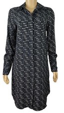 Prologue™ Women Collared Button Up Shirt Dress Black Size Small