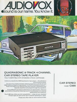 1972 Audiovox C990 Quadrasonic 8-Track Player Glossy Dealer Brochure HiFi Audio