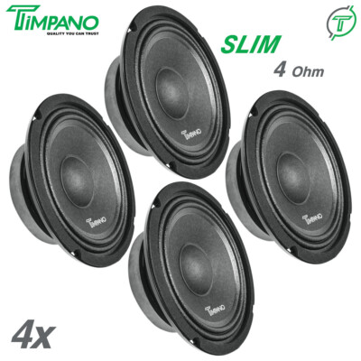 4x Timpano Shallow Mount 6.5'' PRO Audio Speakers TPT-MB6-4 SLIM 4 Ohm 2400 Watts