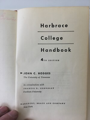 Harbrace College Handbook 4th Ed Vintage Book 1956 | eBay