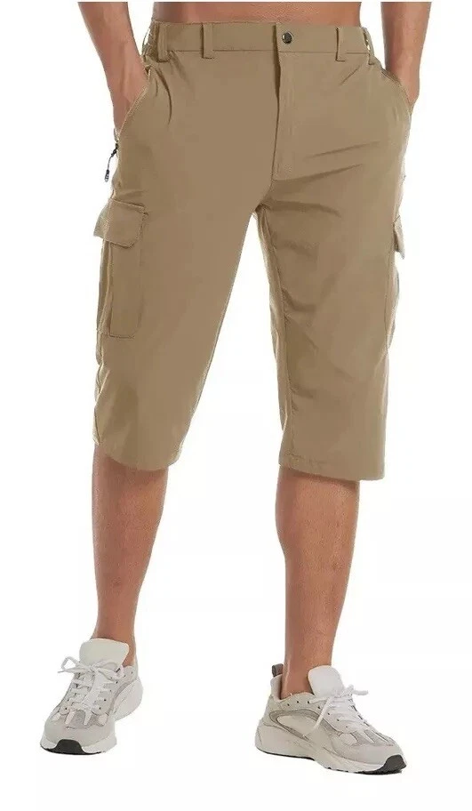 MagcoMsen~Men's 3/4 Capri~Quick Dry~Hiking Shorts~Zipper Pockets~Lightweight~32