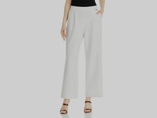  90 T Tahari Women's White Elasticized Waist Wide Leg Trouser Pants Size M