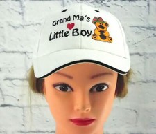 GRANDMA'S Heart LITTLE BOY Embroidered Hook  Loop Adj. Youth Baseball Cap Hat