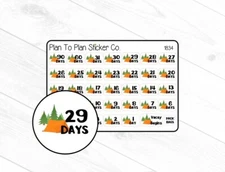 1834~~ Camping Vacation Countdown Planner Stickers.