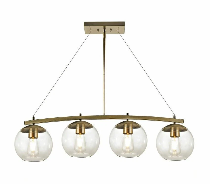 Colgante globo vidrio latón antiguo de 4 luces Addington Park Foto 3 de 3