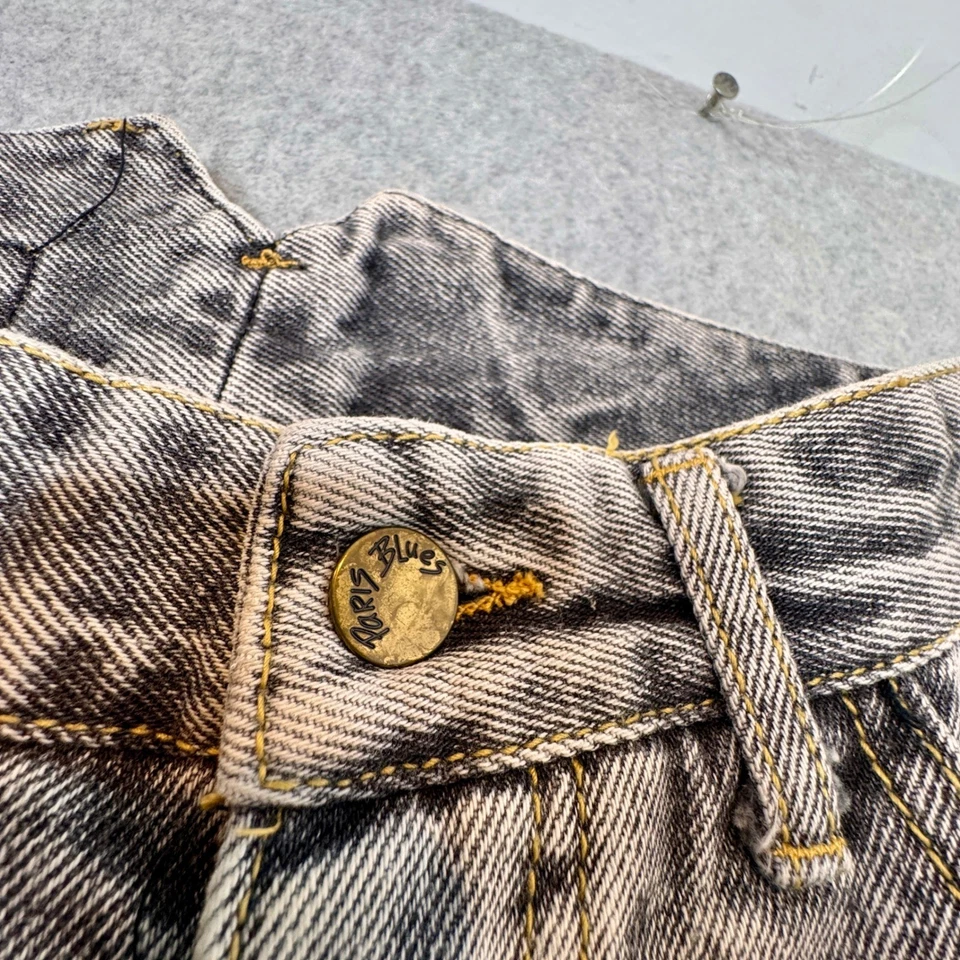 Pantalones de mezclilla Y2K lavado ácido flecos vintage llamativos azules París talla 5 años 90 Grunge Core Foto 3 de 4