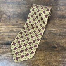 Brooks Brothers Makers Burgandy Gold Repp Silk Tie Printed in Italy USA Made