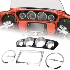 Chrome Speaker Radio Gauge Bezel Trim Ring For Harley Street Glide FLHX/I 14-23