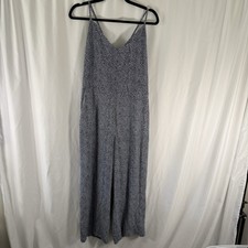 New GAP Jumpsuit Women's 12 Blue Floral Sleeveless V-Neck Tie Back Pockets