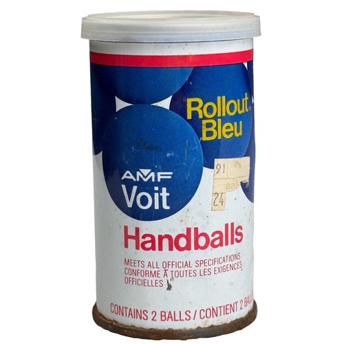 Vintage AMF Voit Handballs Sealed Can Rollout Bleu 2 Balls USA NOS