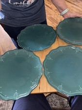 Pioneer Woman, 11 Inch Dinner Plate, Green Lace Set Of Four