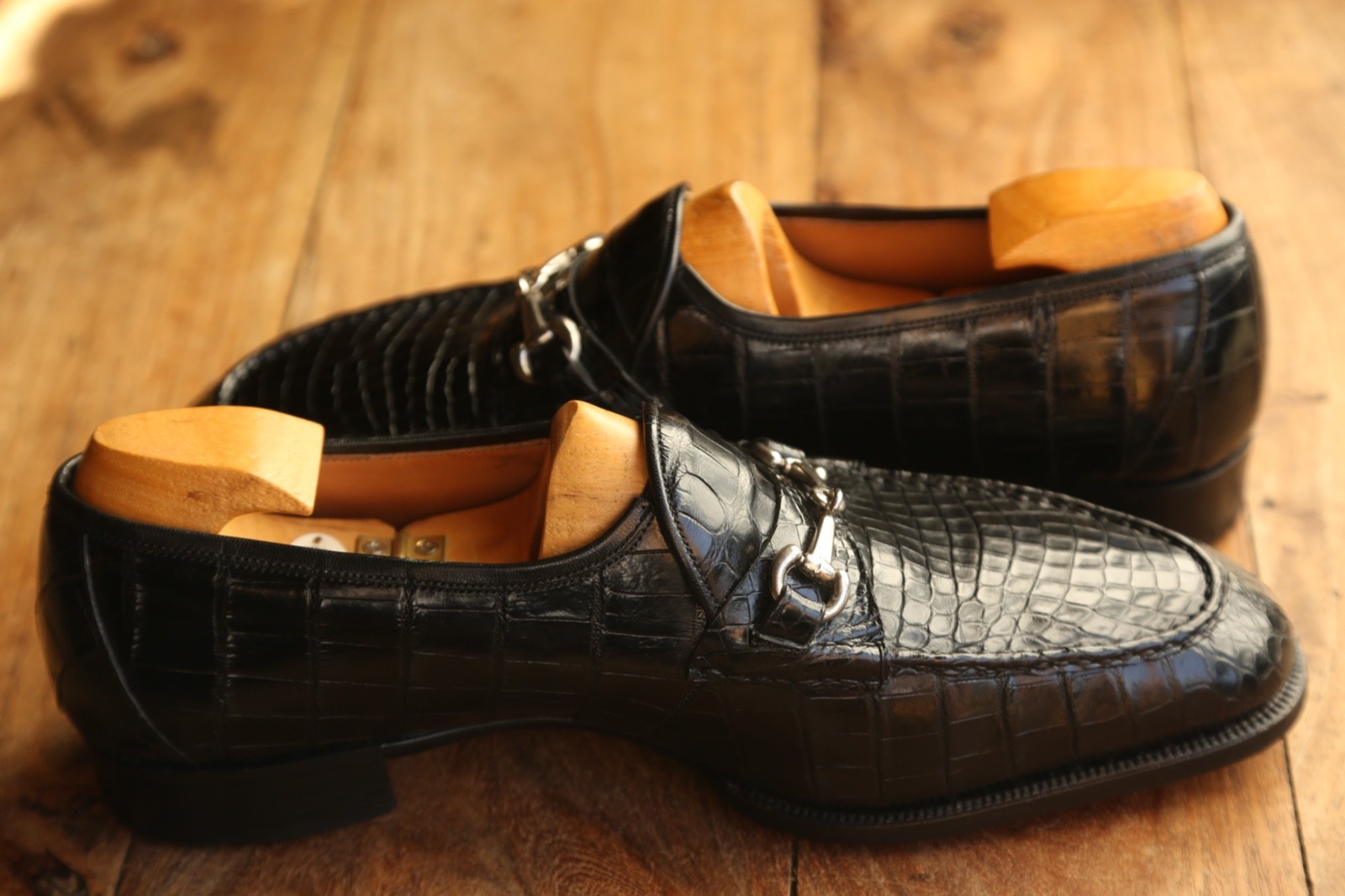 George Cleverley Bespoke Black Crocodile Silver Bit Shoes Loafers Mens UK 11 image 6