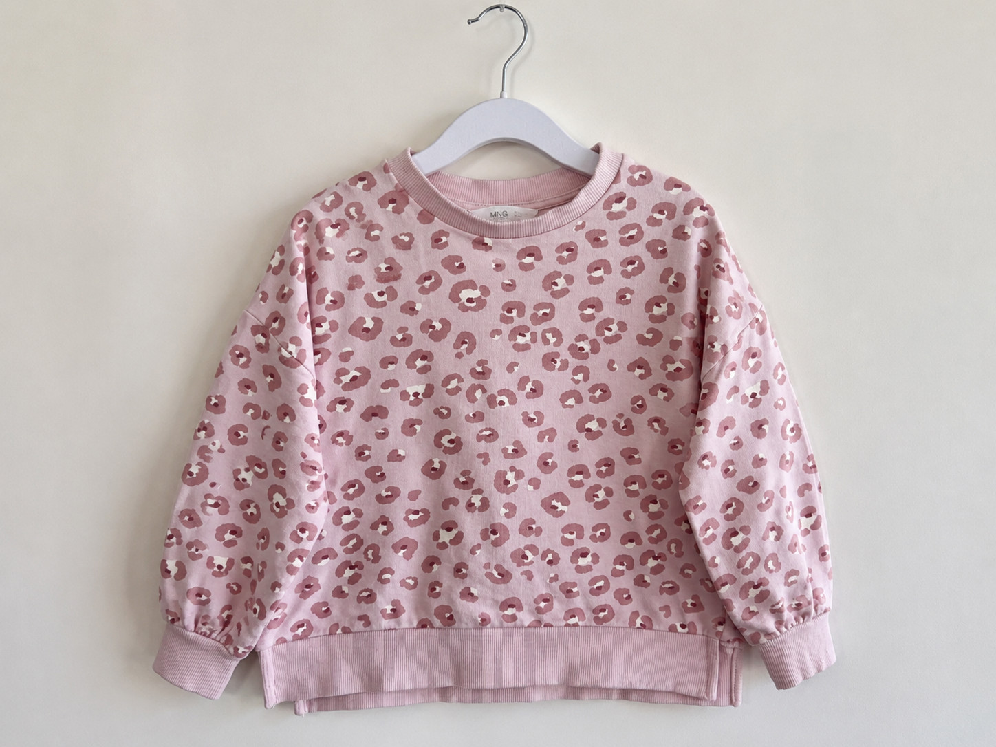 Mango Girls Pink Leopard Print Sweatshirt Age 5-6 Years – Excellent Condition image 2