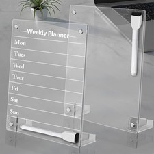 2PCS Clear Acrylic Dry Erase Board with Stand for Desk 12x8'' Desktop Memo Board