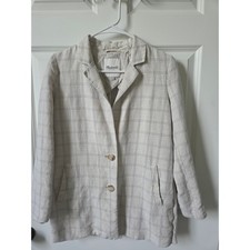 Madewell Dorset Blazer Windowpane Linen Blend Neutral Plaid Jacket XXS
