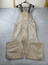 Vintage 90s Carhartt Bib Overalls Mens Fits 32x29 Beige Cotton Canvas Workwear