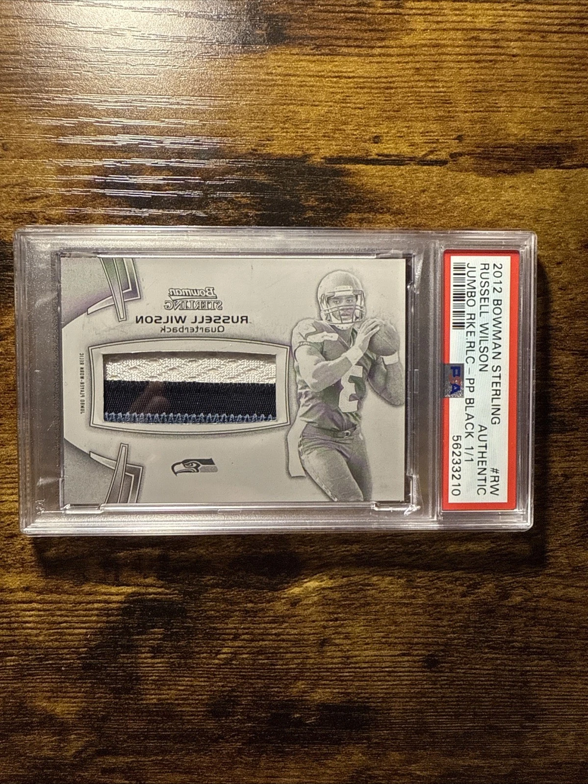 Russell Wilson Bowman Sterling Jumbo Rookie Relics #RW Printing Plate Black 1/1