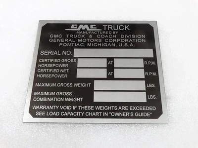 3X Datenplakette Für Vintage GMC Truck 1954-1959 #V255-7