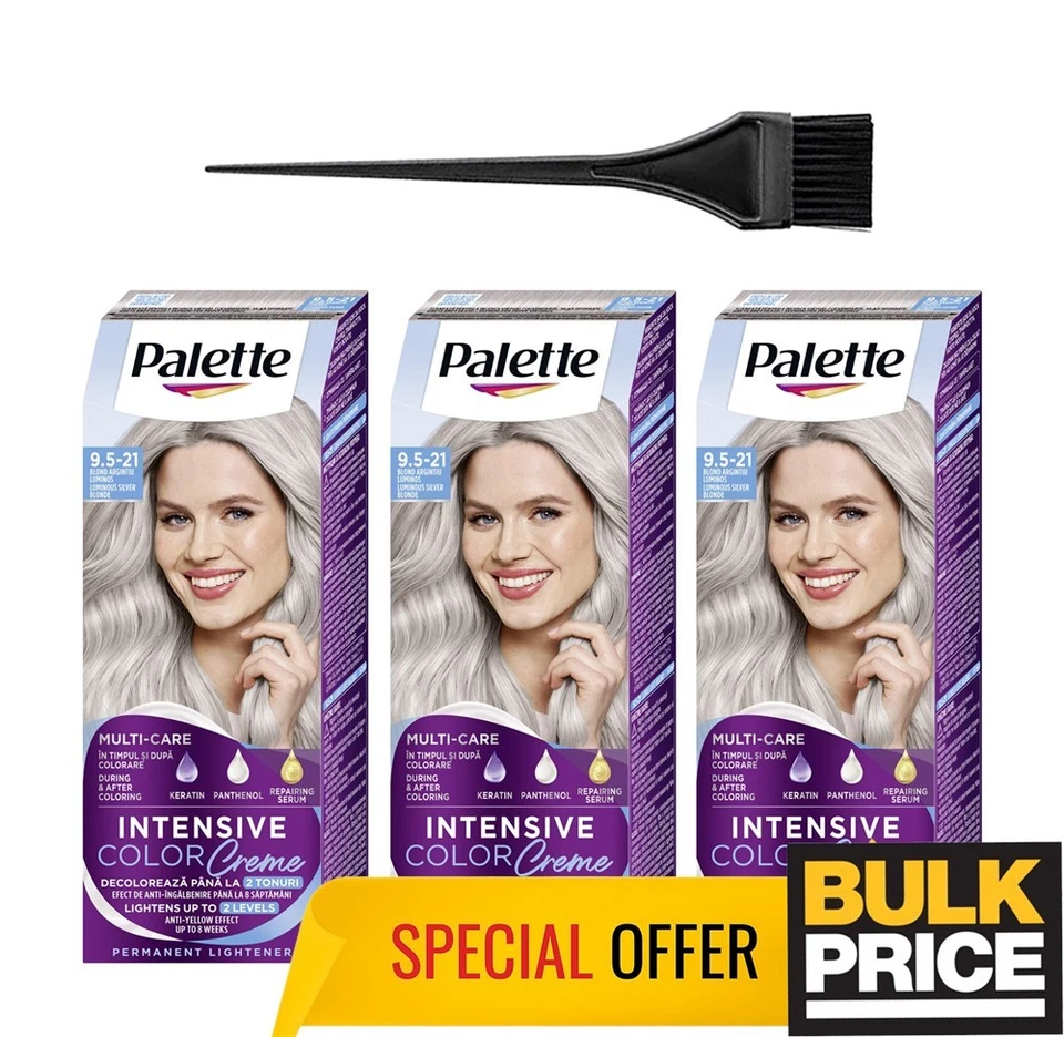 Paleta Schwarzkopf 9.5-21 Luminous Silver/Ash Blonde Shine Grey Coverage paquete de 3 Foto 2 de 4