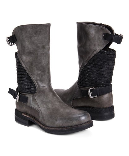 MUK LUKS WOMEN'S KALI MID CALF PULL ON CASUAL FASHION BOOTS KICK HEEL GREY - 第 5/7 張圖片