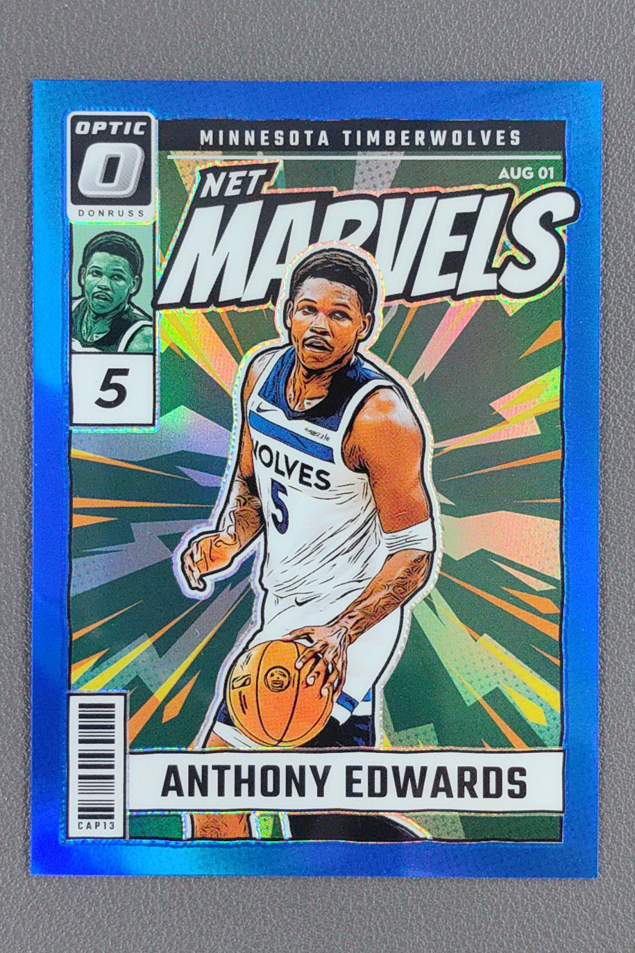 2024-25 Panini Donruss Optic Anthony Edwards Net Marvels Blue Prizm /49 #3