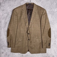 Ralph Lauren Blazer Men 48L Elbow Silk Wool Cashmere Glen Windowpane Sport Coat