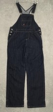 Dickies Bib Overalls Mens Medium Blue Denim Dark Wash Hammer Loop Workwear