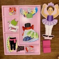 Melissa  Doug Nina Ballerina Wooden Magnetic Dress-Up COMPLETE 6 Outfits EUC