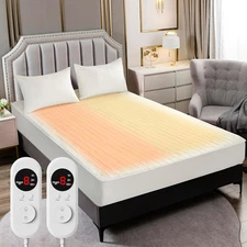 Heated Mattress Pad King Size – Electric Heated Bed Pad with Dual Zone Control,