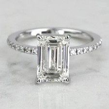 3.20 Ct Emerald Cut White Diamond Lab-Grown Wedding Ring 925 Sterling Silver