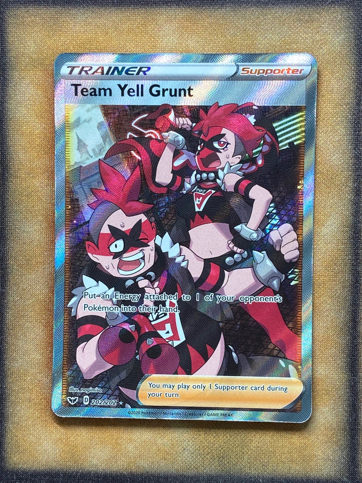 Pokemon Team Yell Grunt 202/202 Sword & Shield Base Set Full Art Ultra Rare NM