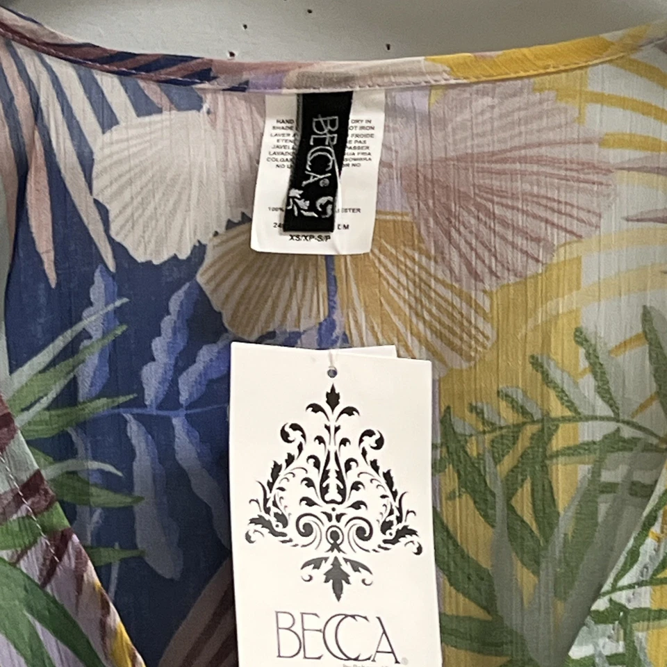 Becca Swimsuit Cover Up Womens XS/S Tropical Floral Sheer Dress Vacation Resort - Image 3 of 4