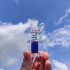 Mini Blue Core Hookah Smokin Pipe Heavy Clear Glass Hand Pipe W/ 10mm Bowl New`