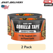  2 pack Gorilla Tape Tough  Wide, Black Tape, 2.88" x 25 yd