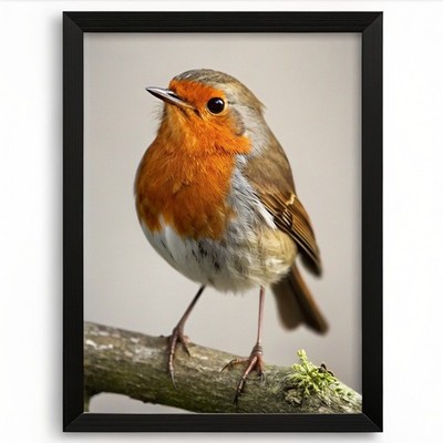 Rotkehlchen Vogel Öl Pastell Wandbild Kunstdruck Tier Vintage Print Rotkehlchen Pastell Öldruck