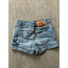 Levis Kids Girls High Rise Denim Shorts Light Wash Blue Carpenter Size 6/6X