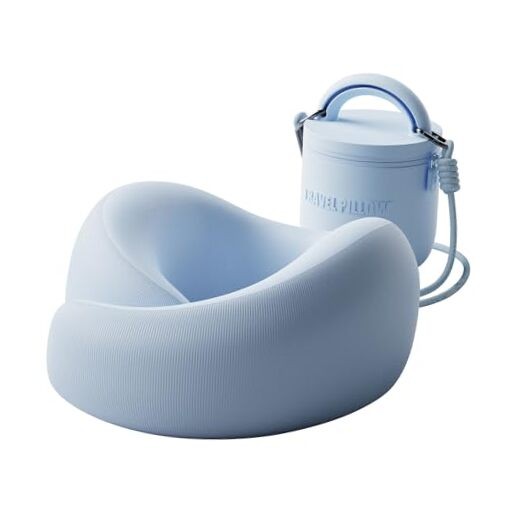 Memory Foam Travel Neck Pillow for Airplane Comfort in Blue