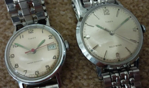 x2 Vintage Timex Mens Watches Self Wind & Mechanical Wind Up