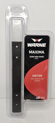 Warne Maxima Zero MOA Base Steel Rail Black Fits Tikka T3 T3X Models #M9T3M.