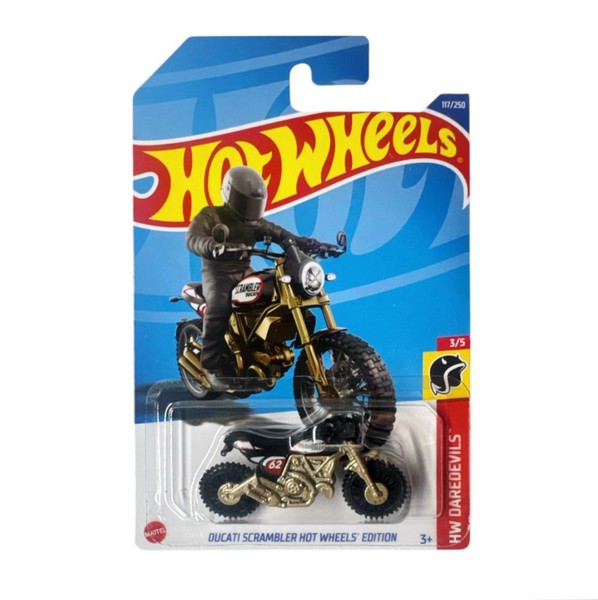 Hot Wheels Ducati Scrambler Hw Edition Hw Daredevils 2022 3/5 117/250 Long Card-image