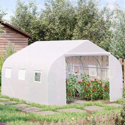 12' x 10' x 7' Greenhouse Large Walk-in Hot Green House Plant Gardening White